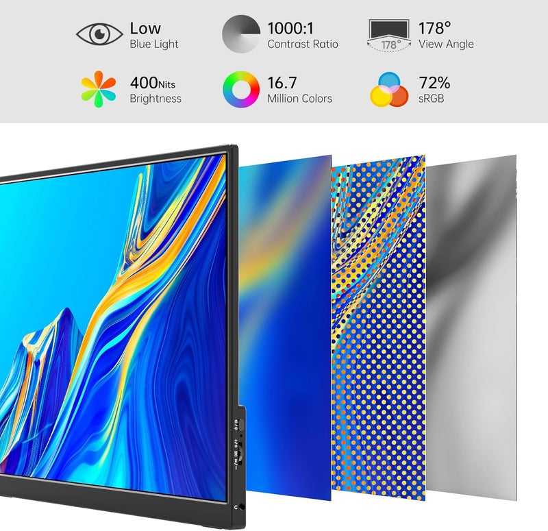 VILVA OLED Portable Monitor for Laptop - 13.3 1080P FHD Display USB-C HDMI Laptop Monitor with Cover and Speakers External/PC/Mac/Phone/Xbox Switch/PS4 - Image 3